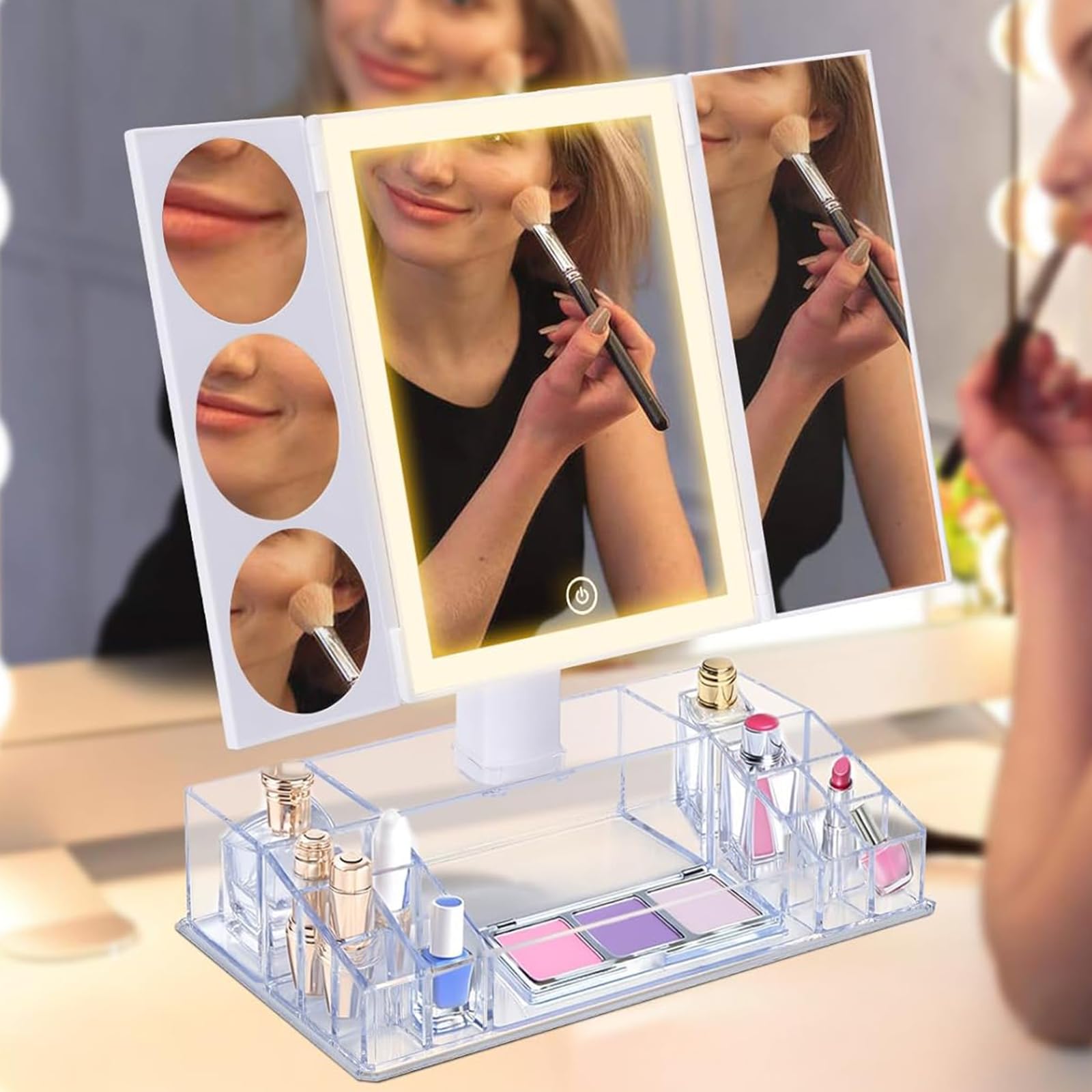Schliersee Trifold Mirror angle-view enables accurate grooming from multiple sides