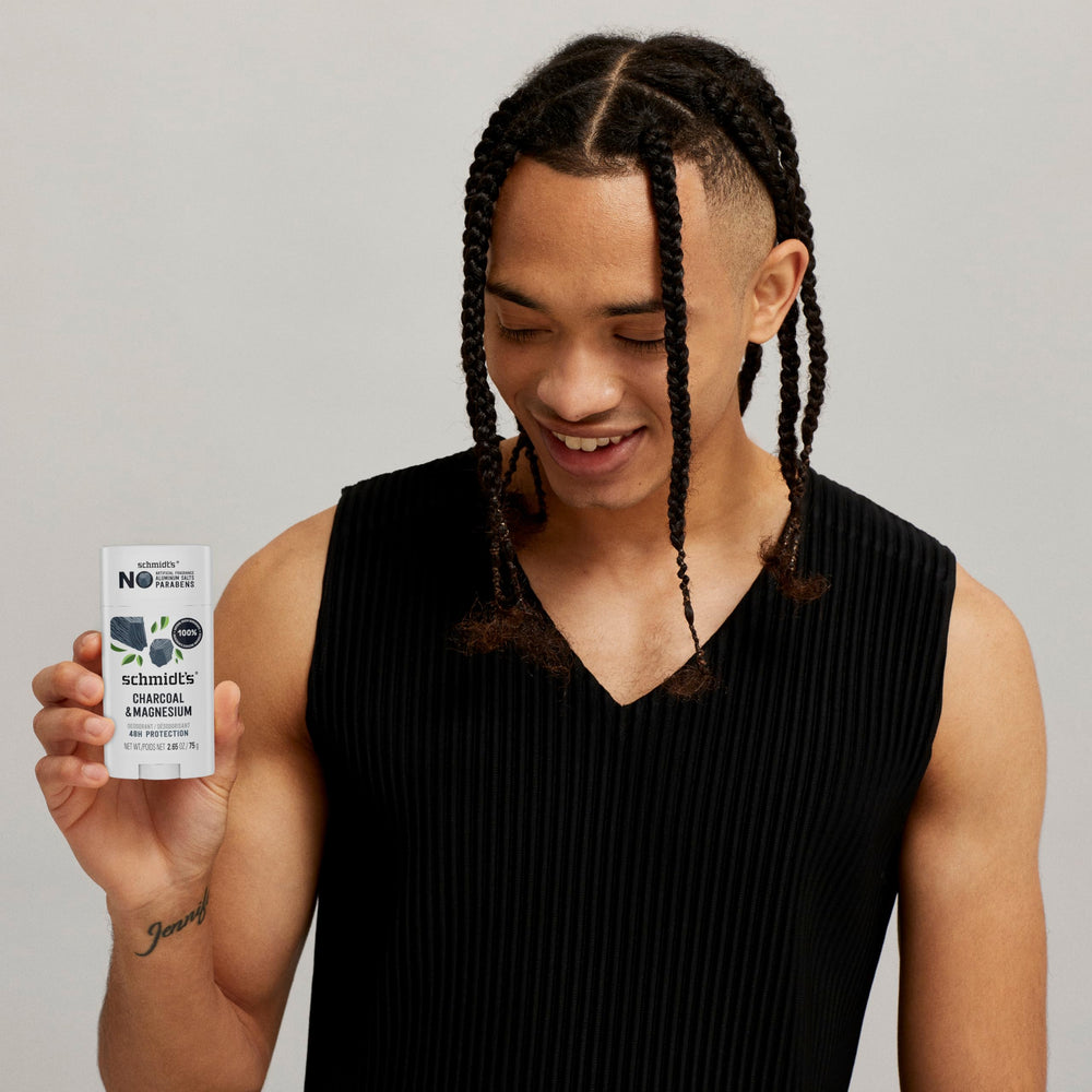Schmidt's 4-pack display illustrating value and consistent odor protection.