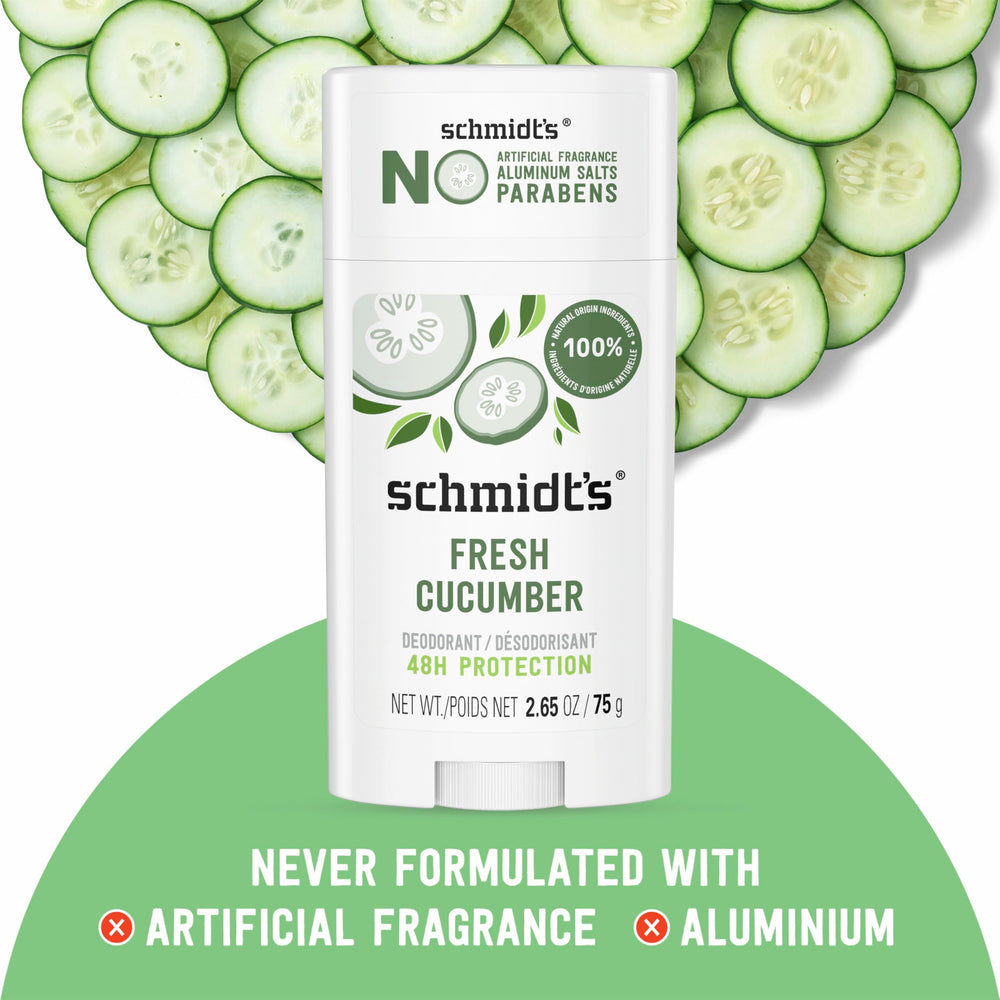 Vegan and cruelty-free Schmidt's Fresh Cucumber packaging on label