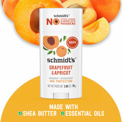 Schmidt's Grapefruit Apricot deodorant ingredients highlight magnesium and plant-based oils.