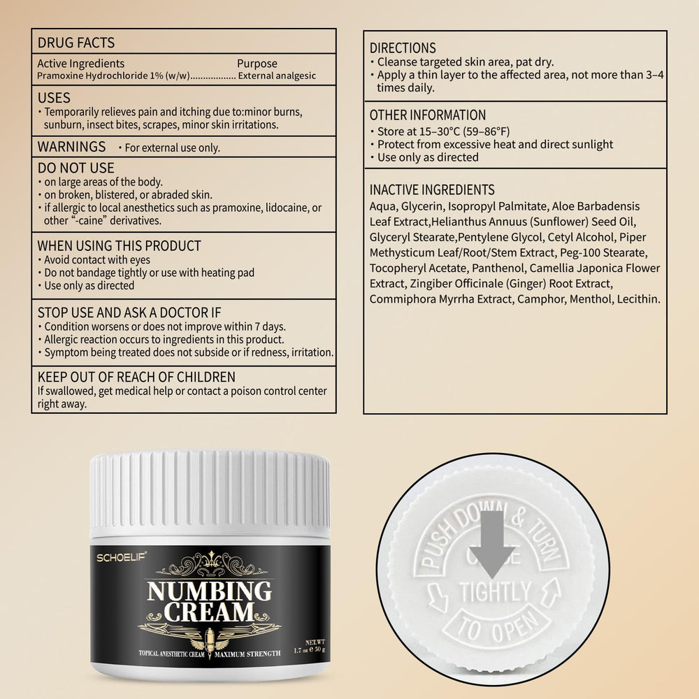 SCHOELIF Unscented numbing cream usage shows non-greasy finish and quick absorption.
