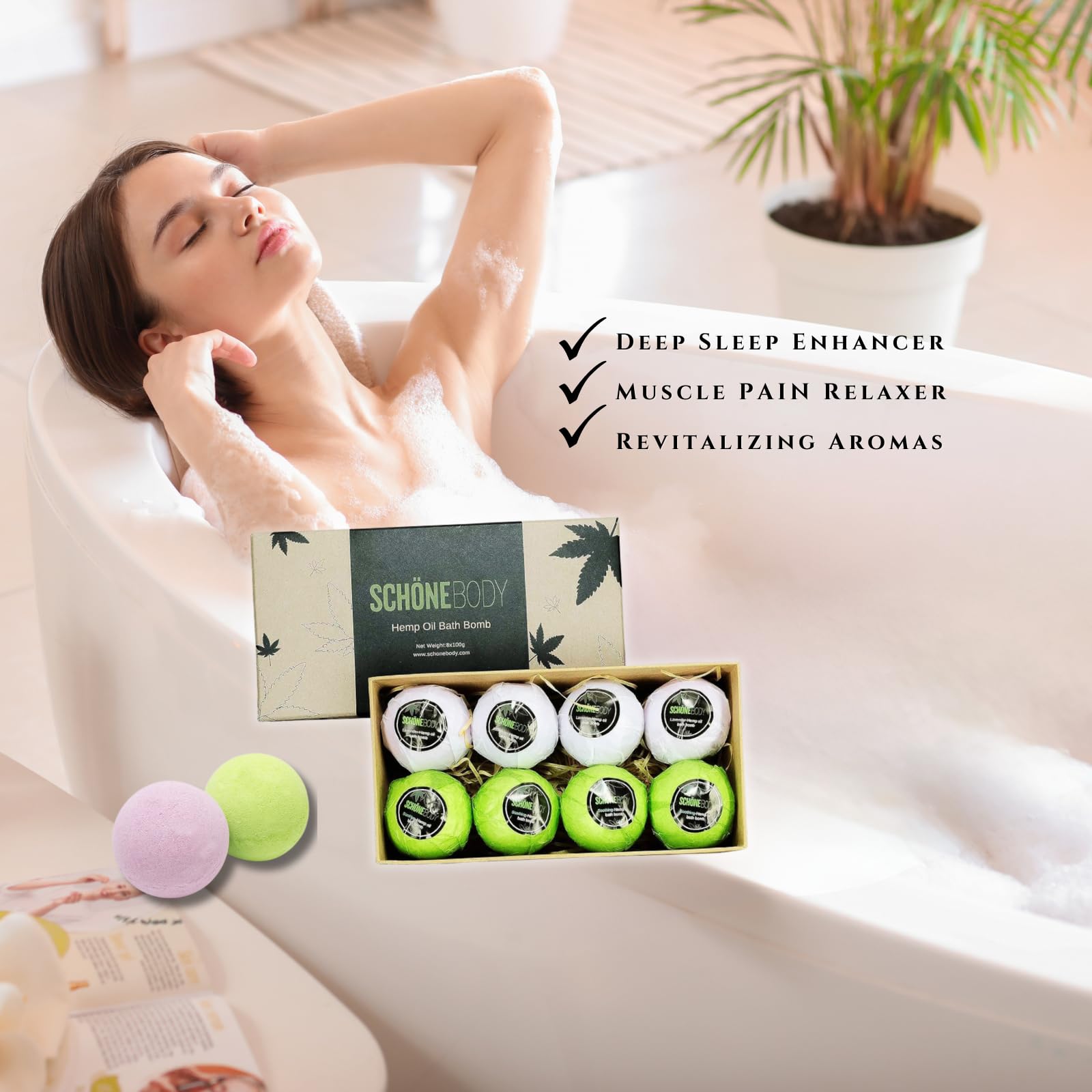Schone Body mint oil twist visual highlights refreshing aroma and mood lift.