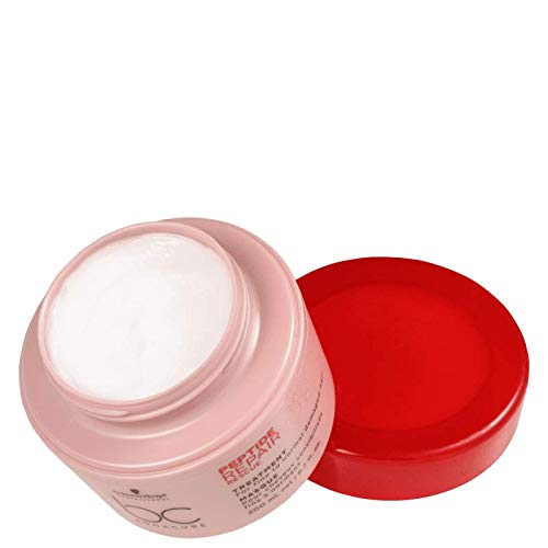 Schwarzkopf BC Peptide Repair Rescue on countertop with towel suggests routine use