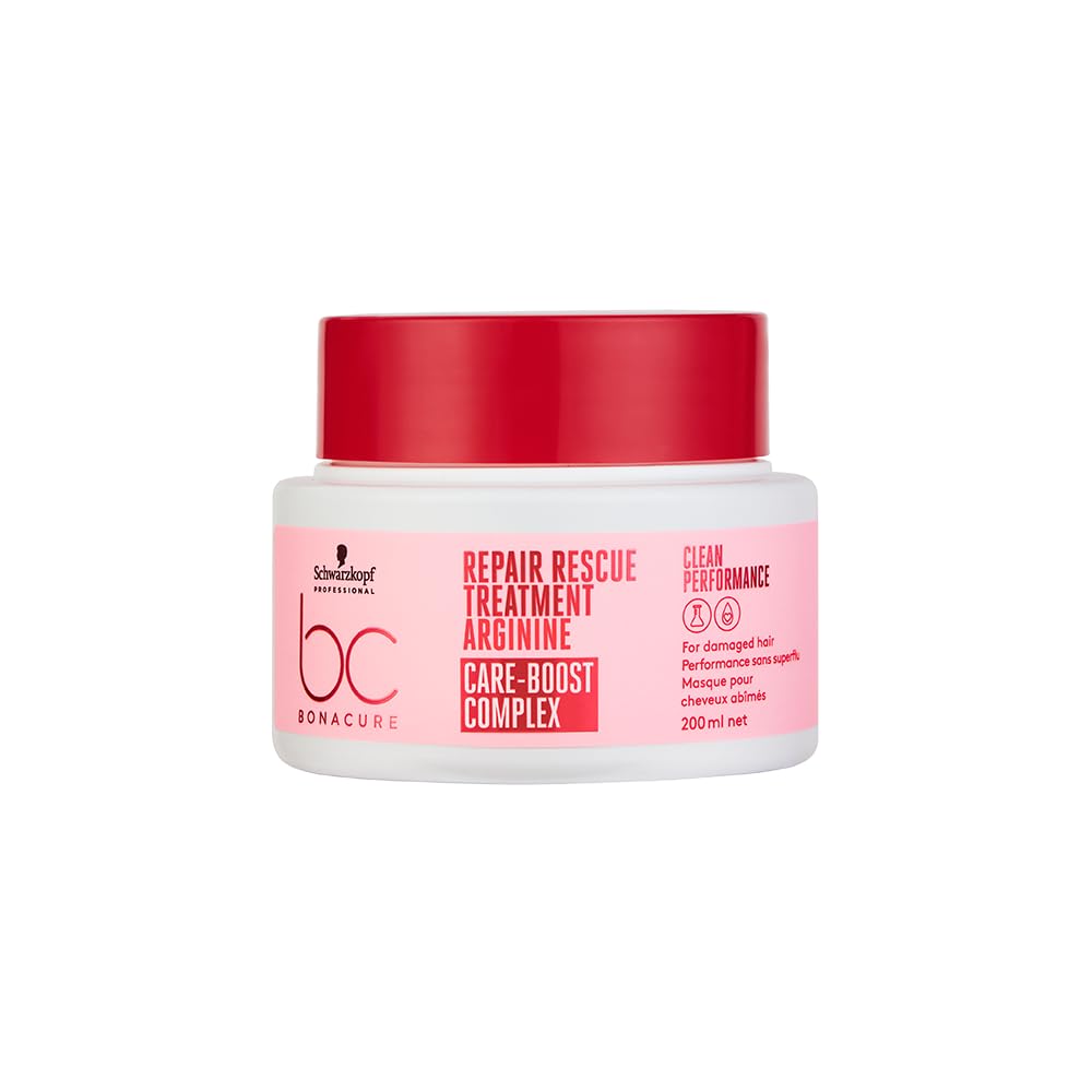 Schwarzkopf BC Peptide Repair Rescue bottle front shows strengthening treatment for damaged hair