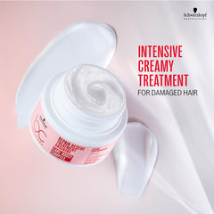 Schwarzkopf BC Peptide Repair Rescue cream texture swatch conveys smooth, manageable hair