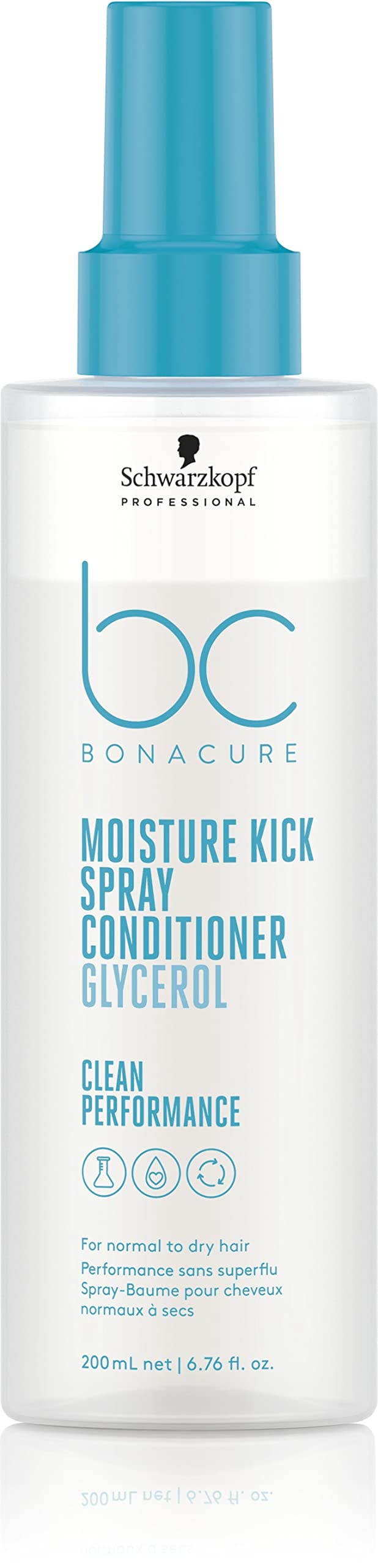 Schwarzkopf Bonacure Moisture Kick bottle pour demonstrates instant hydration.
