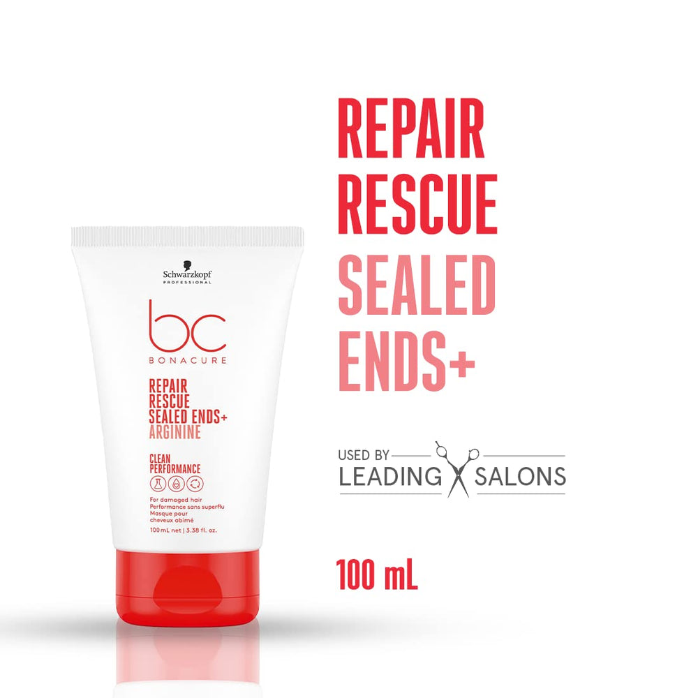 Bonacure Sealed Ends cream texture close-up highlighting lightweight finish for ends.