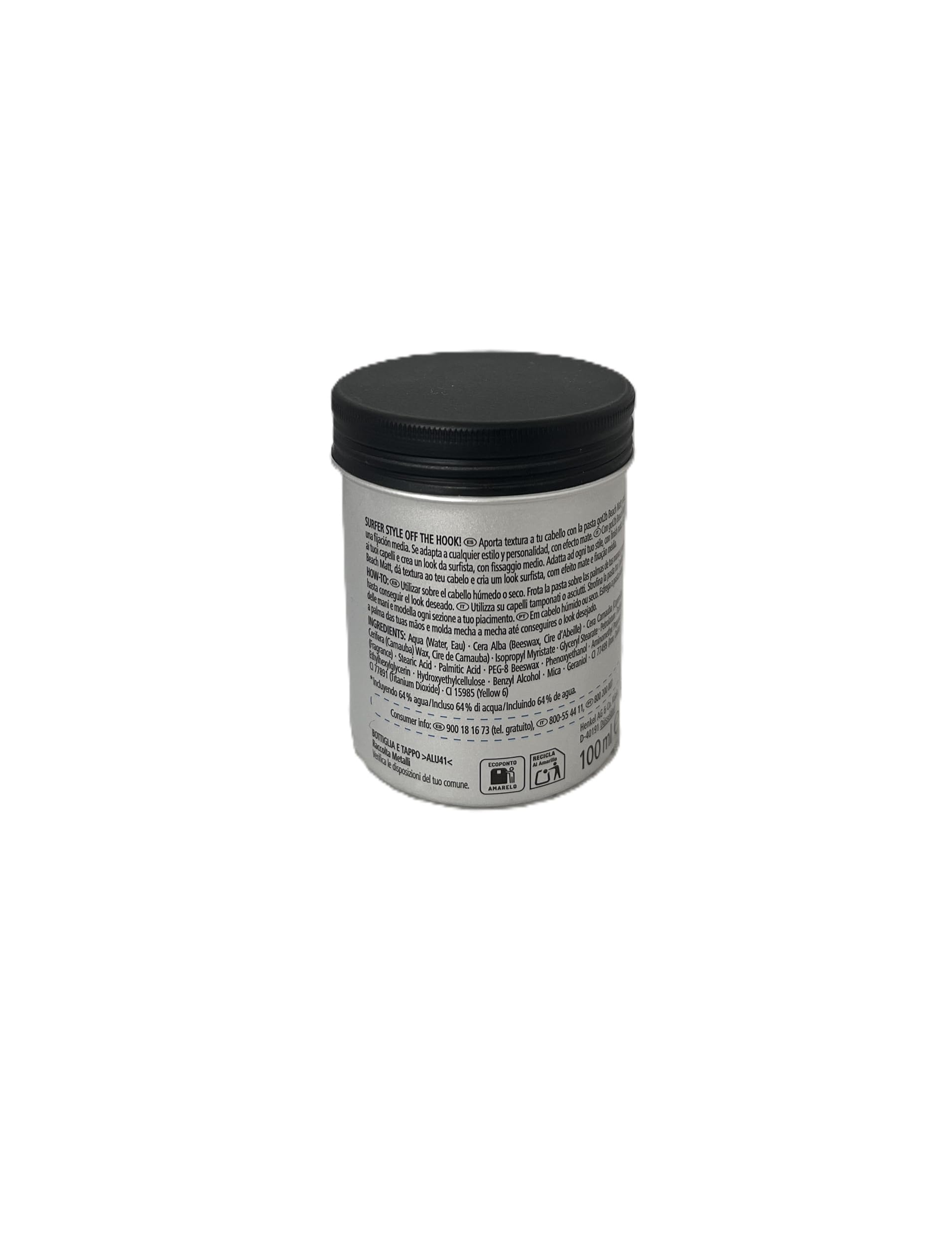 Schwarzkopf Got2b Beach Matt Paste demonstrates medium hold for flexible, tousled styles.
