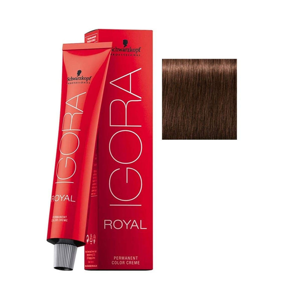 Schwarzkopf Igora Royal packaging for 5-6 light brown chocolate color, professional-grade.