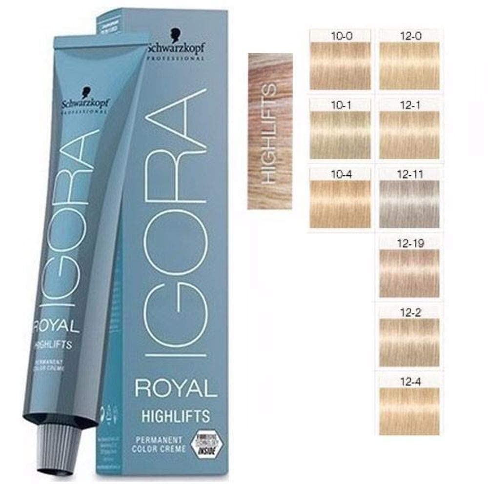 Schwarzkopf Igora Royal Highlift color crème palette showing cool blonde shade mix.
