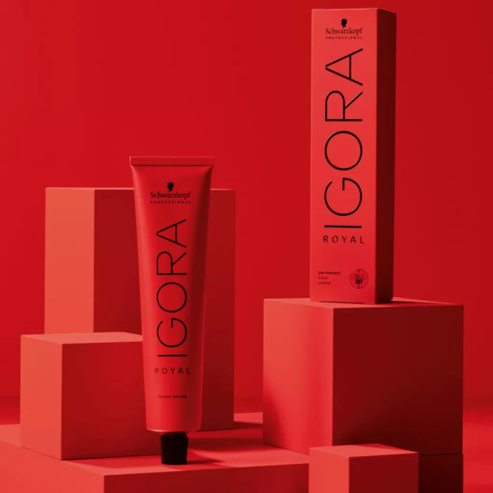 Schwarzkopf Igora Royal Nude Tones 8-46 shiny finish closeup suggests lightweight color payoff