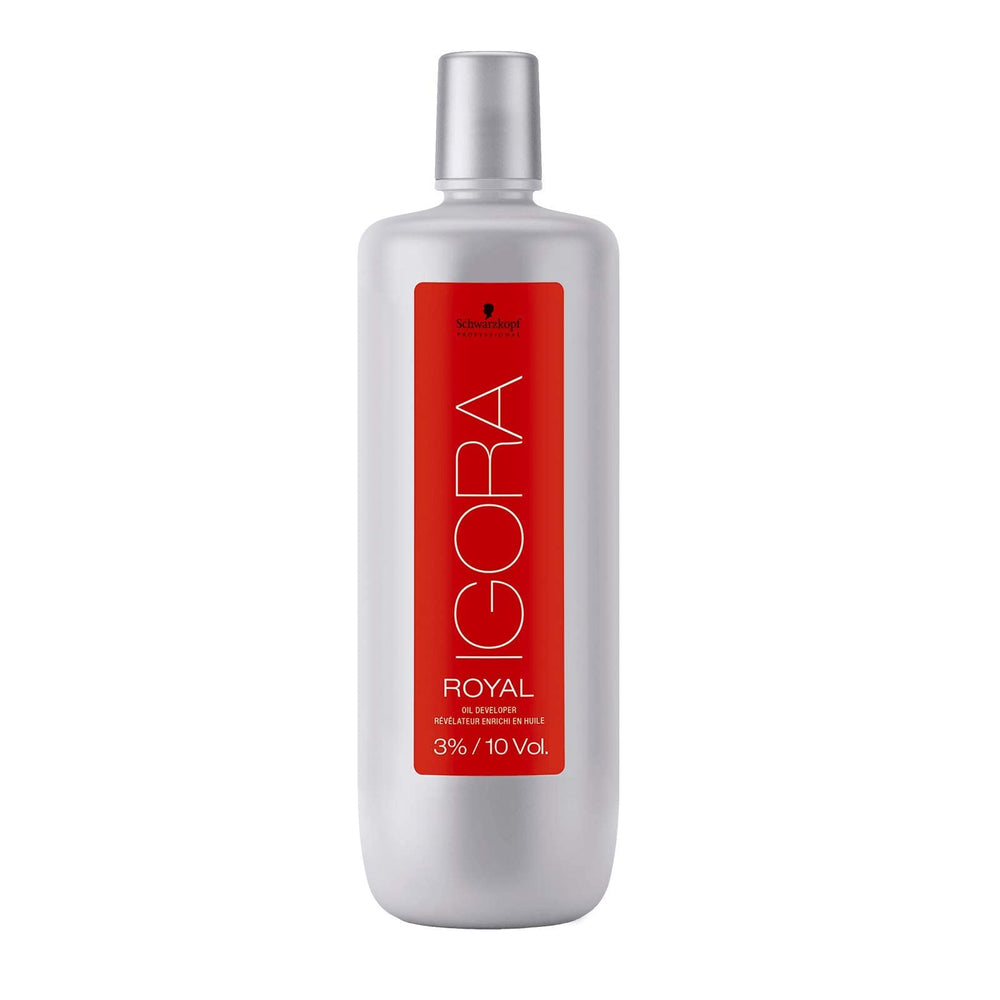 Schwarzkopf Igora Royal Oil Developer 1-liter packaging enables efficient salon color sessions.