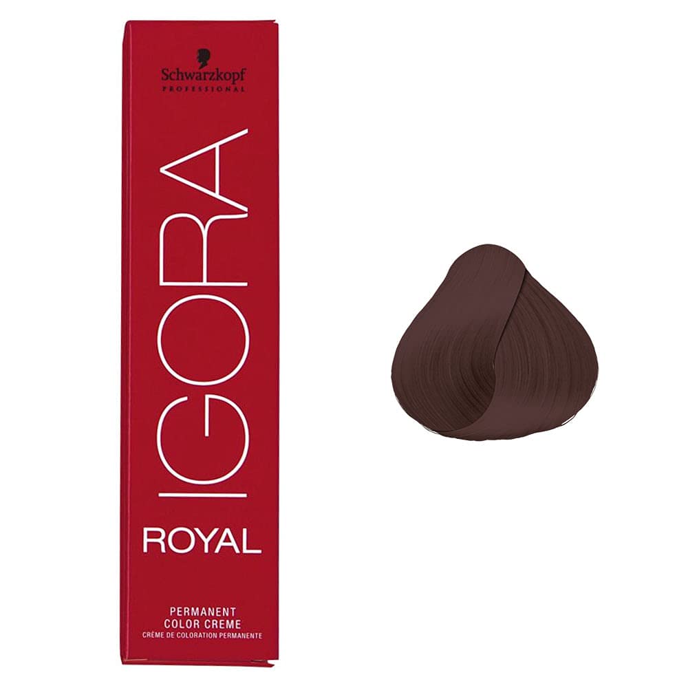Schwarzkopf Igora Royal 5-68 bottle showcasing vibrant light brown chocolate red shade for long-lasting coverage.