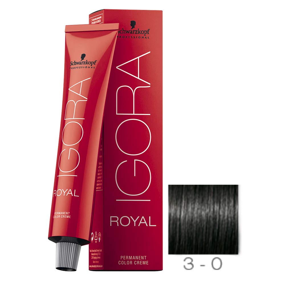 Schwarzkopf Igora Royal permanent color creme 3-0 dark brown image1 offers full gray coverage.