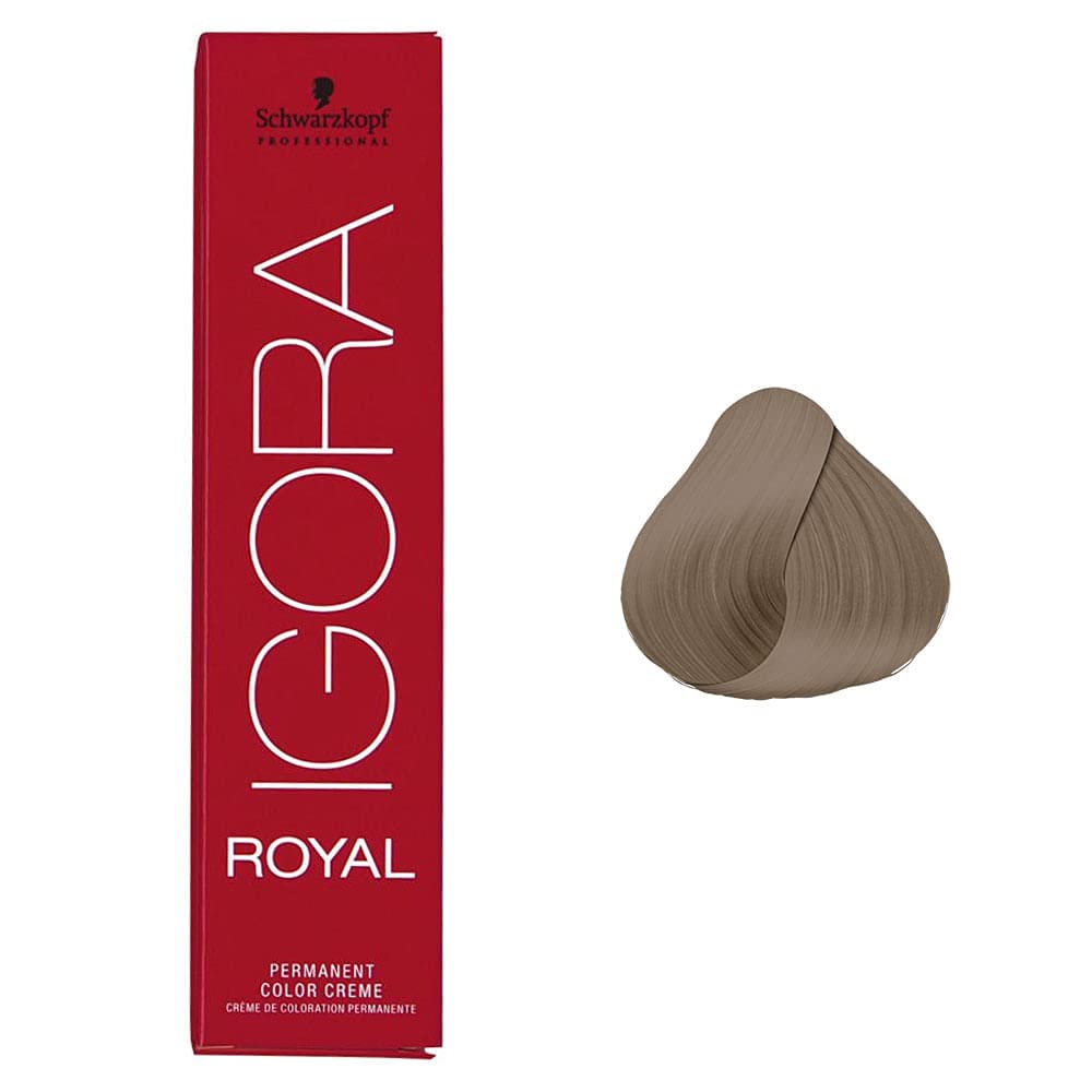 Schwarzkopf Igora Royal permanent hair color bottle with 8-1 Light Blonde Cendre for even coverage and shine.