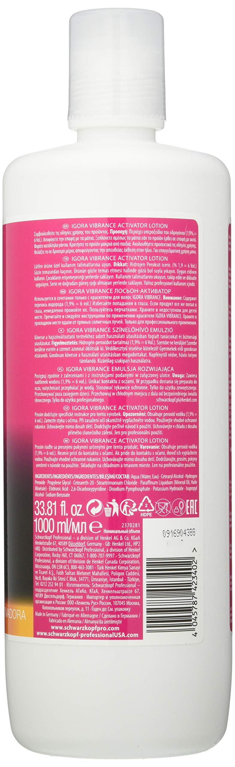 Schwarzkopf Igora Royal Vibrance Activator Lotion beside dye palette for precise mixing