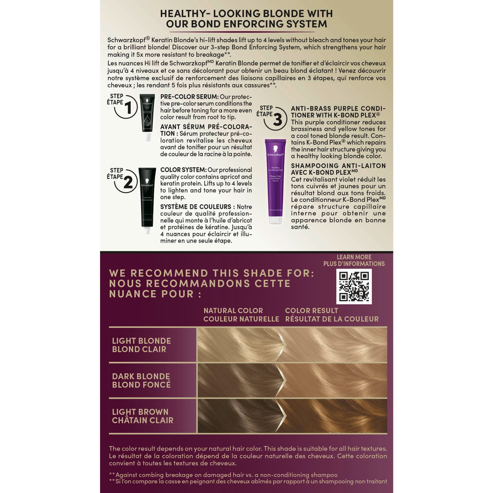 Schwarzkopf Keratin Blonde bond-enforcing system strengthens hair against breakage
