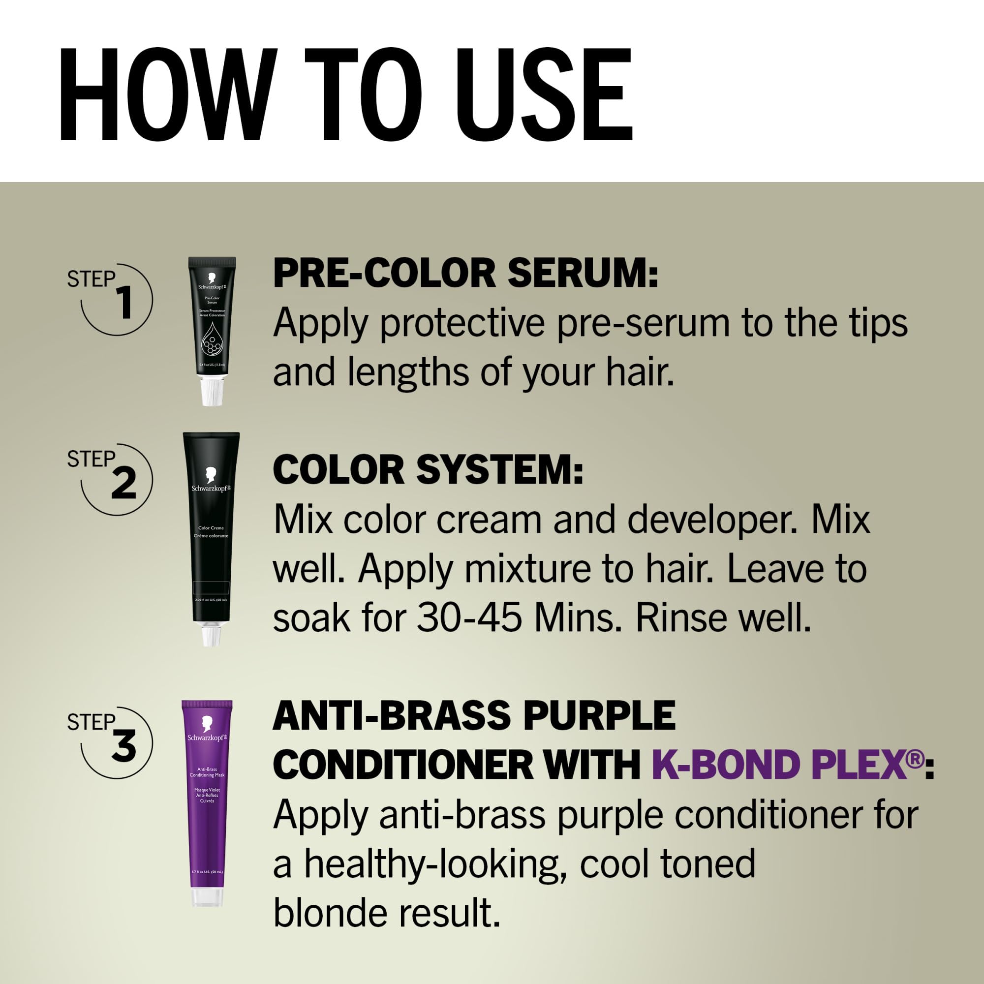 Schwarzkopf Keratin Blonde sistema refuerzo de enlaces fortalece el cabello durante el proceso.