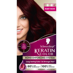 Schwarzkopf Keratin Color Ruby Noir bottle showing vibrant shade and long-lasting coverage