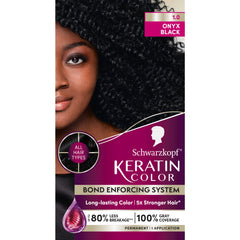 Schwarzkopf Keratin Color packaging shown for at-home professional-grade color kit, easy gray coverage.