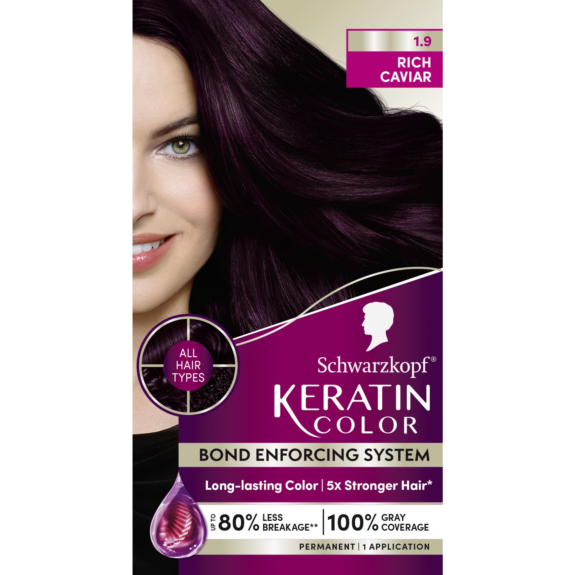 Schwarzkopf Keratin Color Rich Caviar color-cream bottle for vibrant, even shade