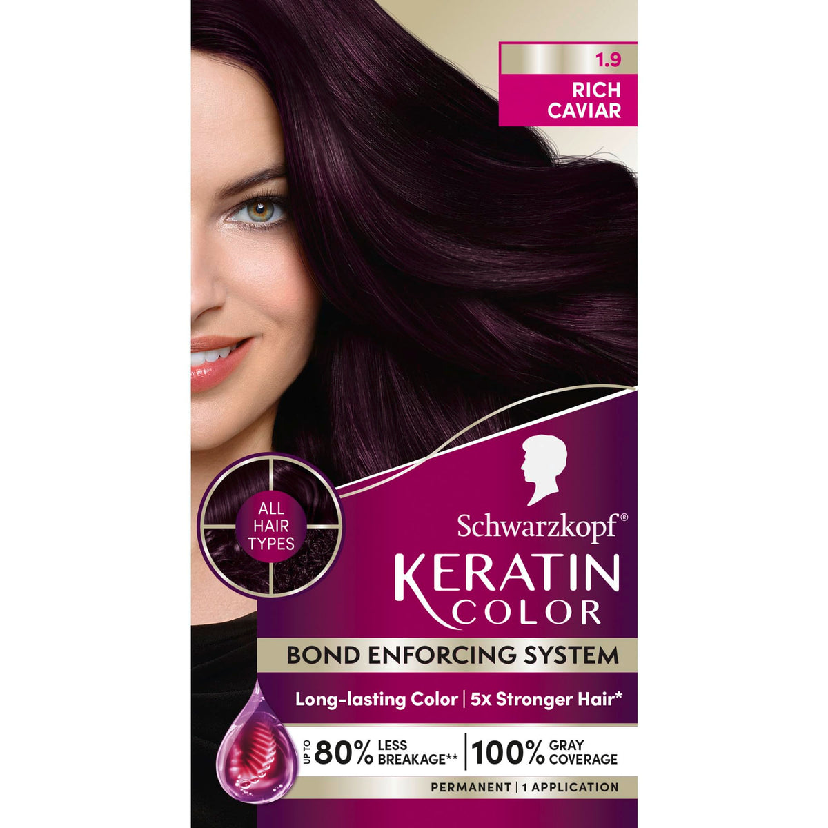 Schwarzkopf Keratin Color Rich Caviar color-cream bottle for vibrant, even shade
