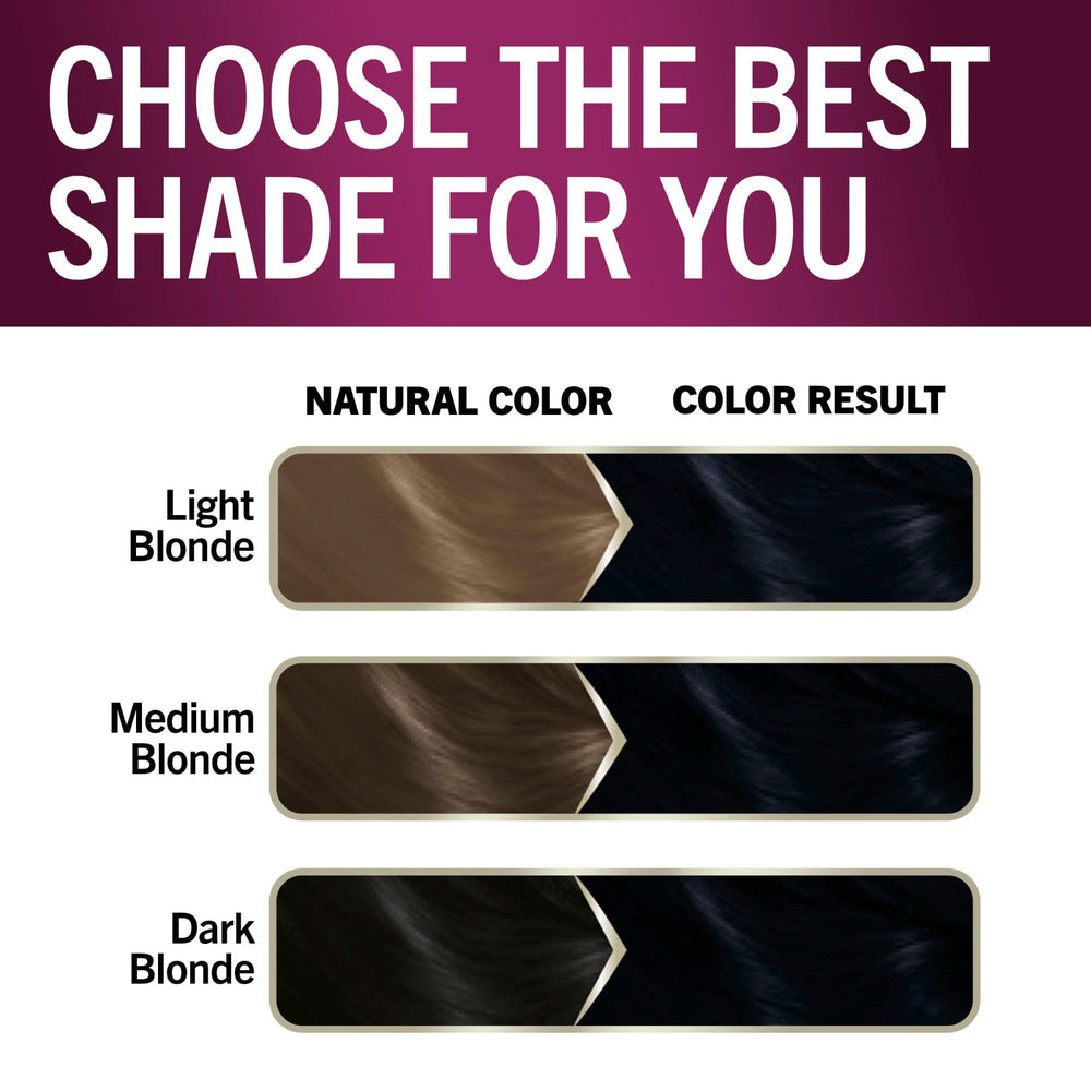 Schwarzkopf Keratin Color midnight black swatch showing deep, vibrant shade.