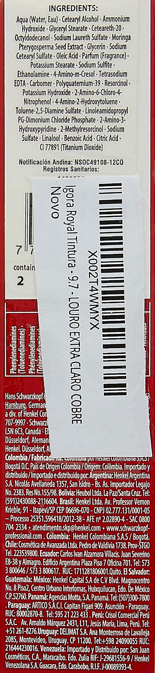 Schwarzkopf Igora Royal sample demonstrates durable colour with shine for copper-blonde results