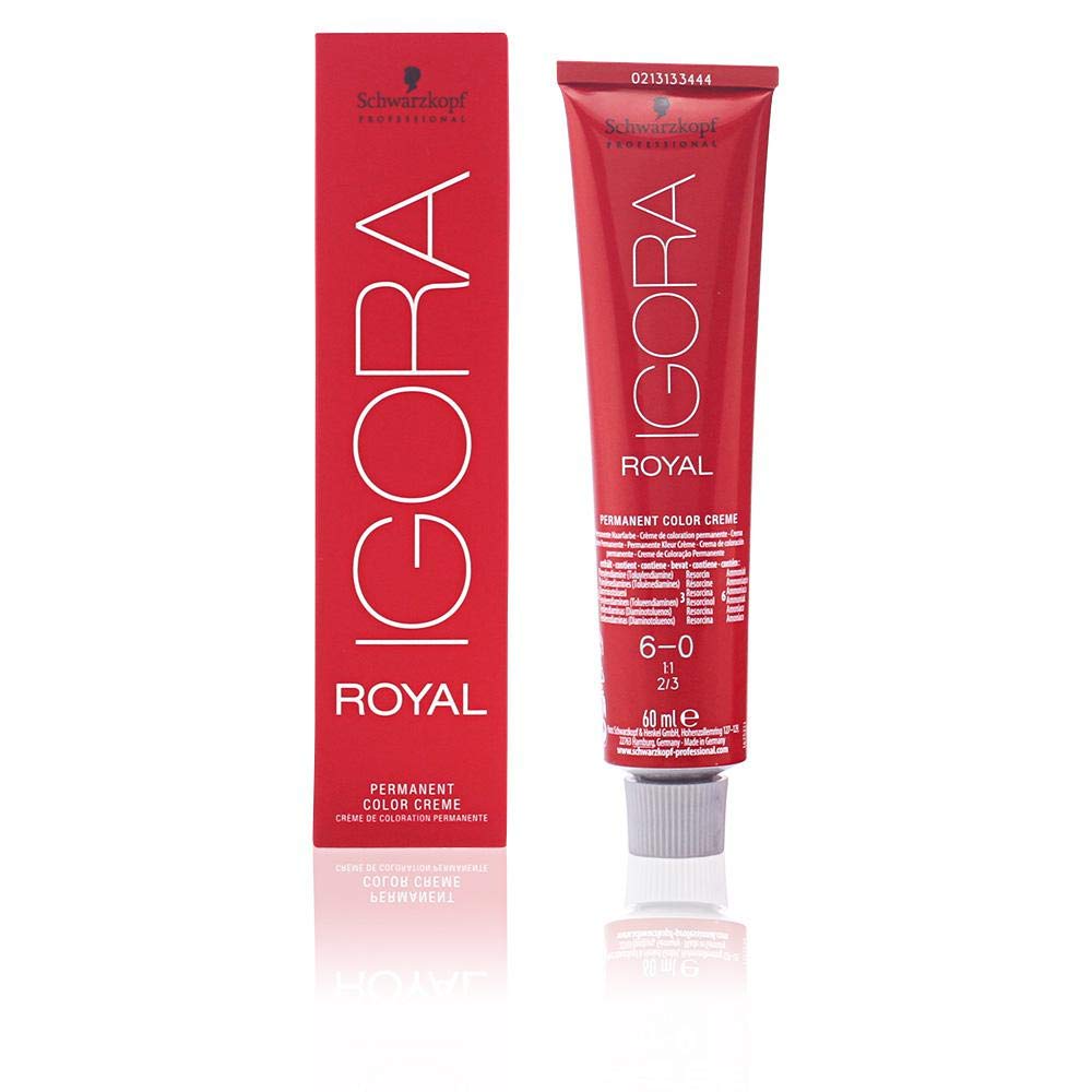 Schwarzkopf Royal Igora 6-0 box for shade selection and home color planning.