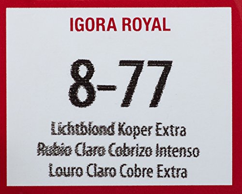 Schwarzkopf Royal IGORA 8-77 final look shows salon-grade shine.
