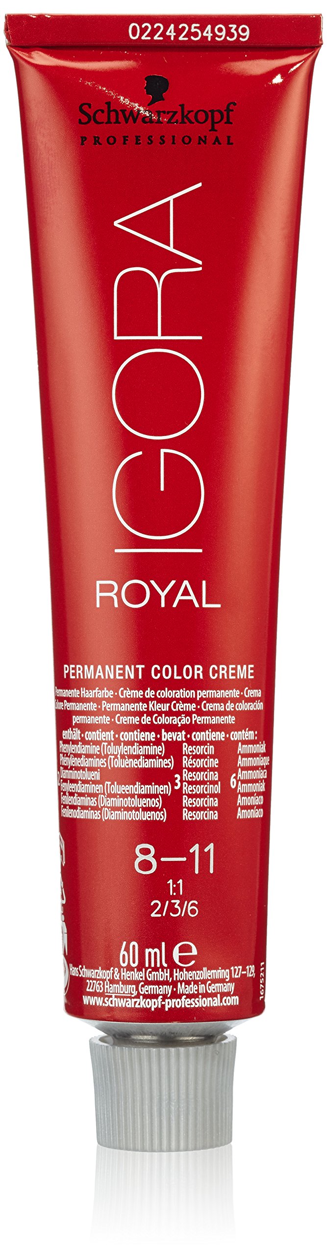 Schwarzkopf Royal Igora Matt Ash 8-11 dye bottle delivering vibrant, even coverage.