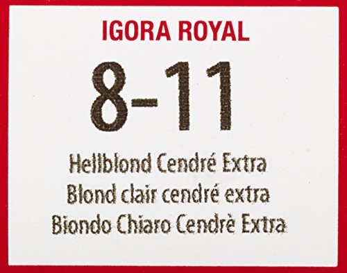 Schwarzkopf Royal Igora Matt Ash 8-11 final shade showcases true color tone.