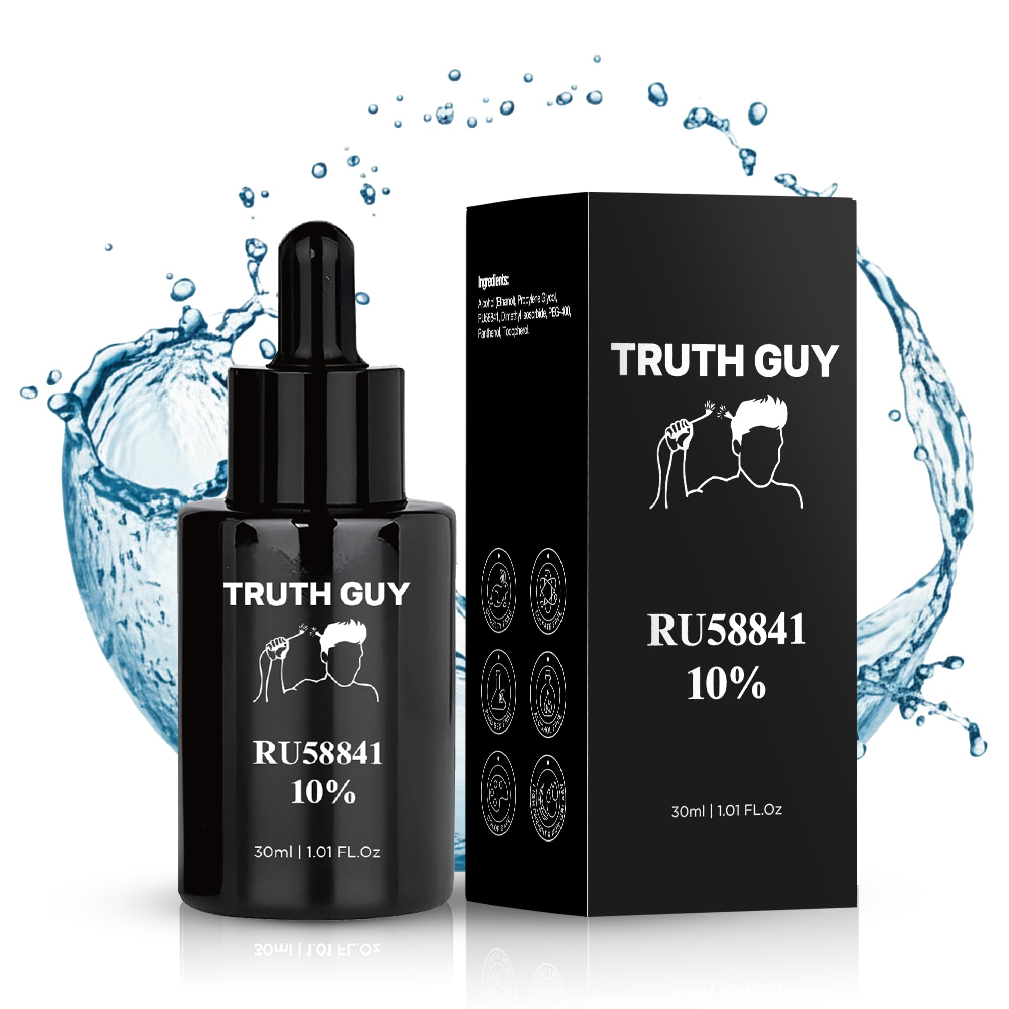 Truth Guy RU58841 dropper close-up enabling precise scalp application.