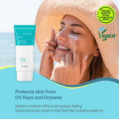 SCINIC Enjoy Super Mild Sun Essence texture pump demonstrates easy application
