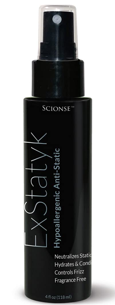 SCIONSE ExStatyk bottle pour shows anti-static mist for flyaways.