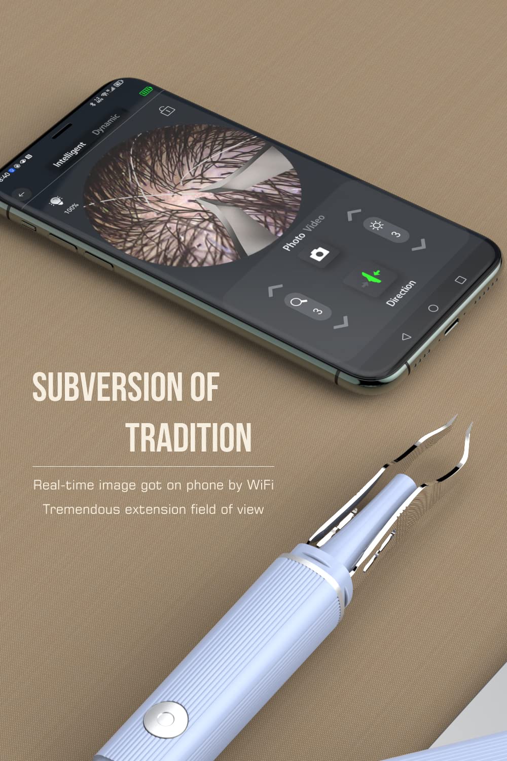 Scopepick Camera Tweezer 10x Zoom aids inspection of fine hairs and tiny details.