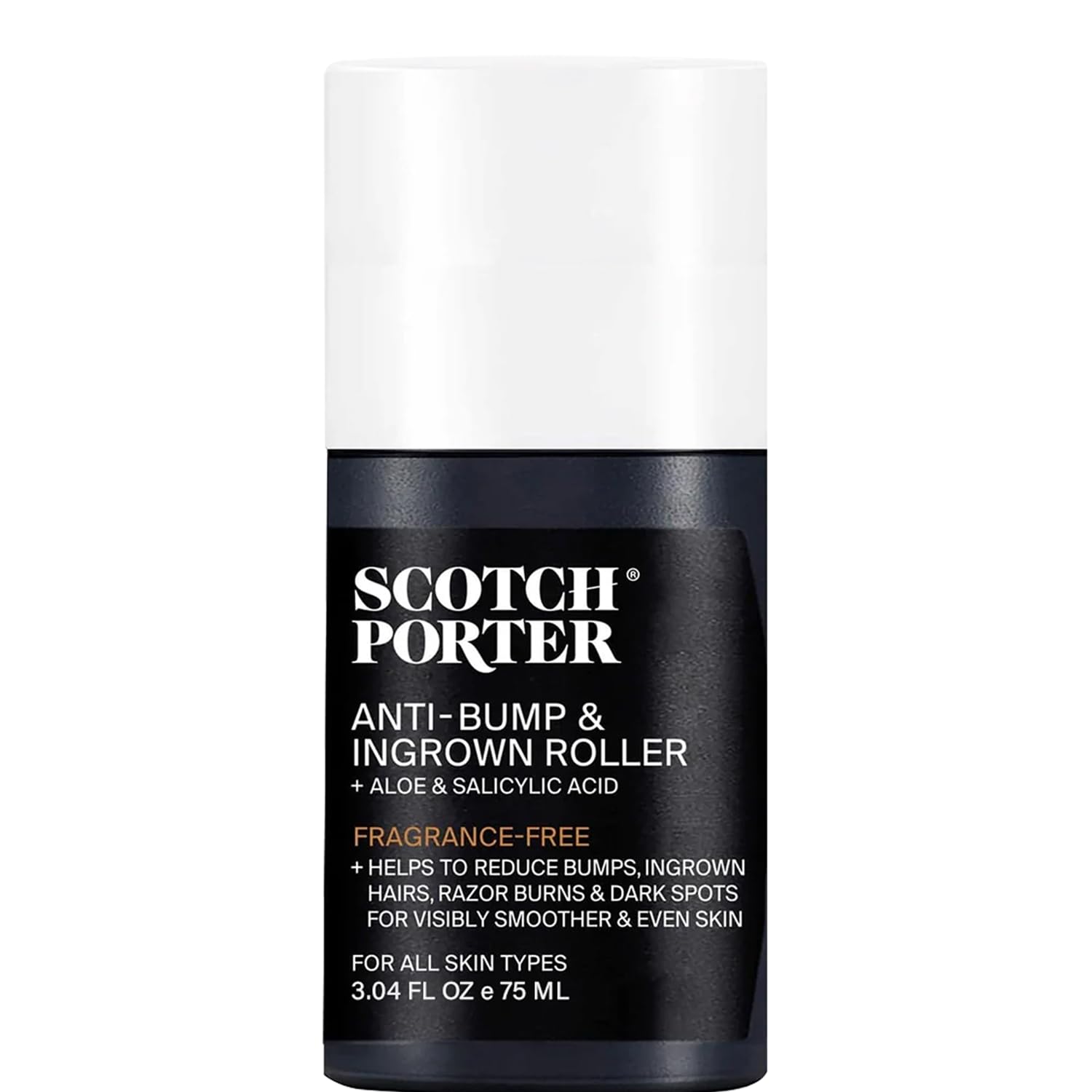 Scotch Porter Anti-Bump Roller bottle shows clean, hydrating formula for smoother skin.