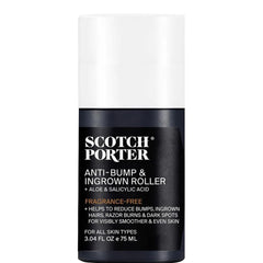 Scotch Porter Anti-Bump Roller bottle shows clean, hydrating formula for smoother skin.