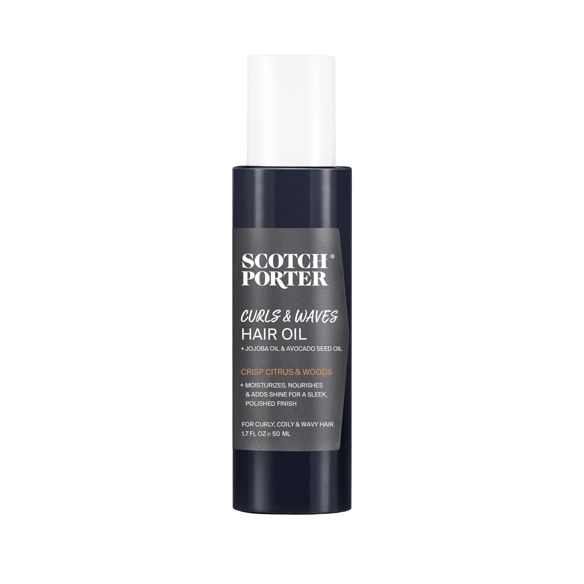Scotch Porter Curls & Waves Hair Oil bottle promotes moisture and shine.