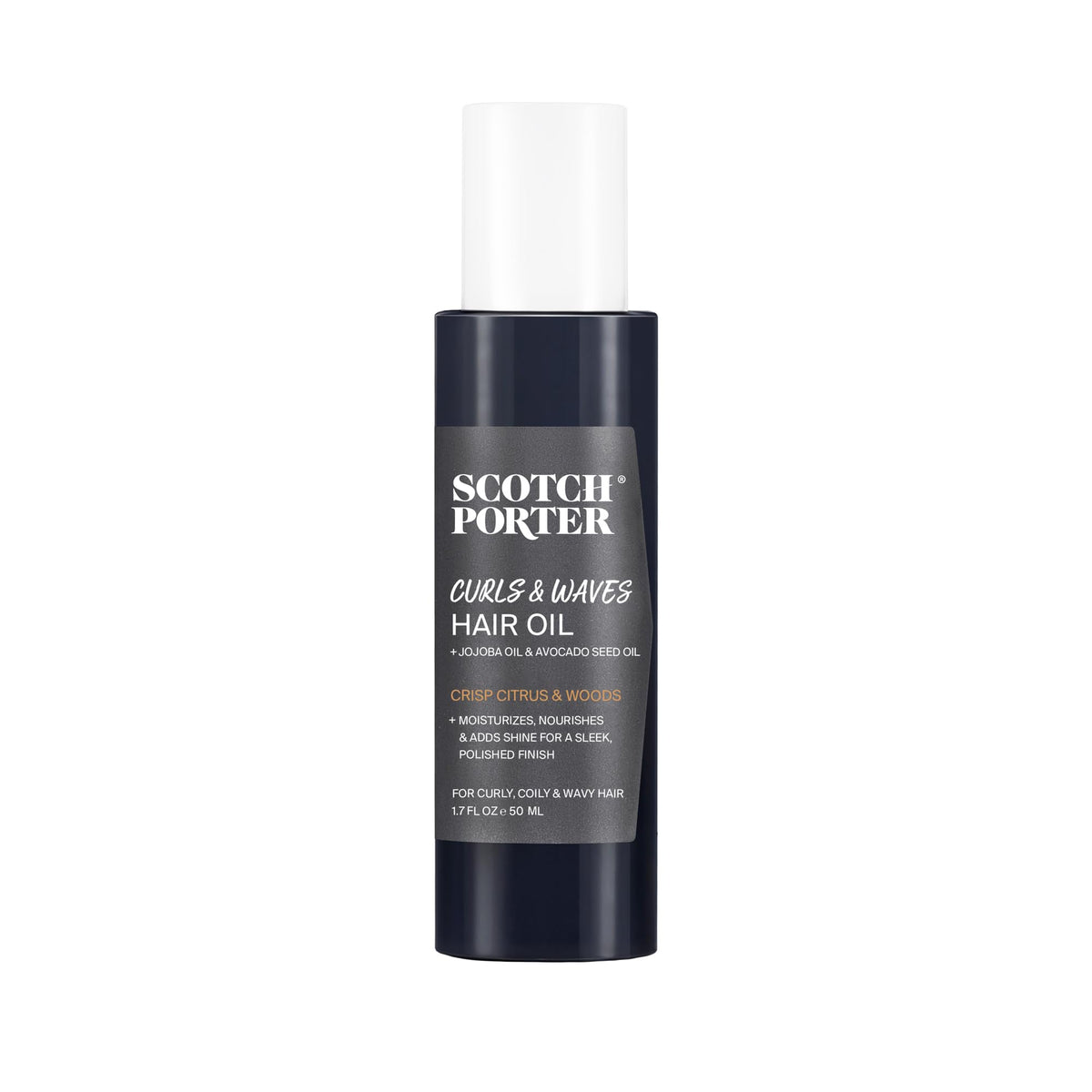 Scotch Porter Curls & Waves Hair Oil bottle promotes moisture and shine.
