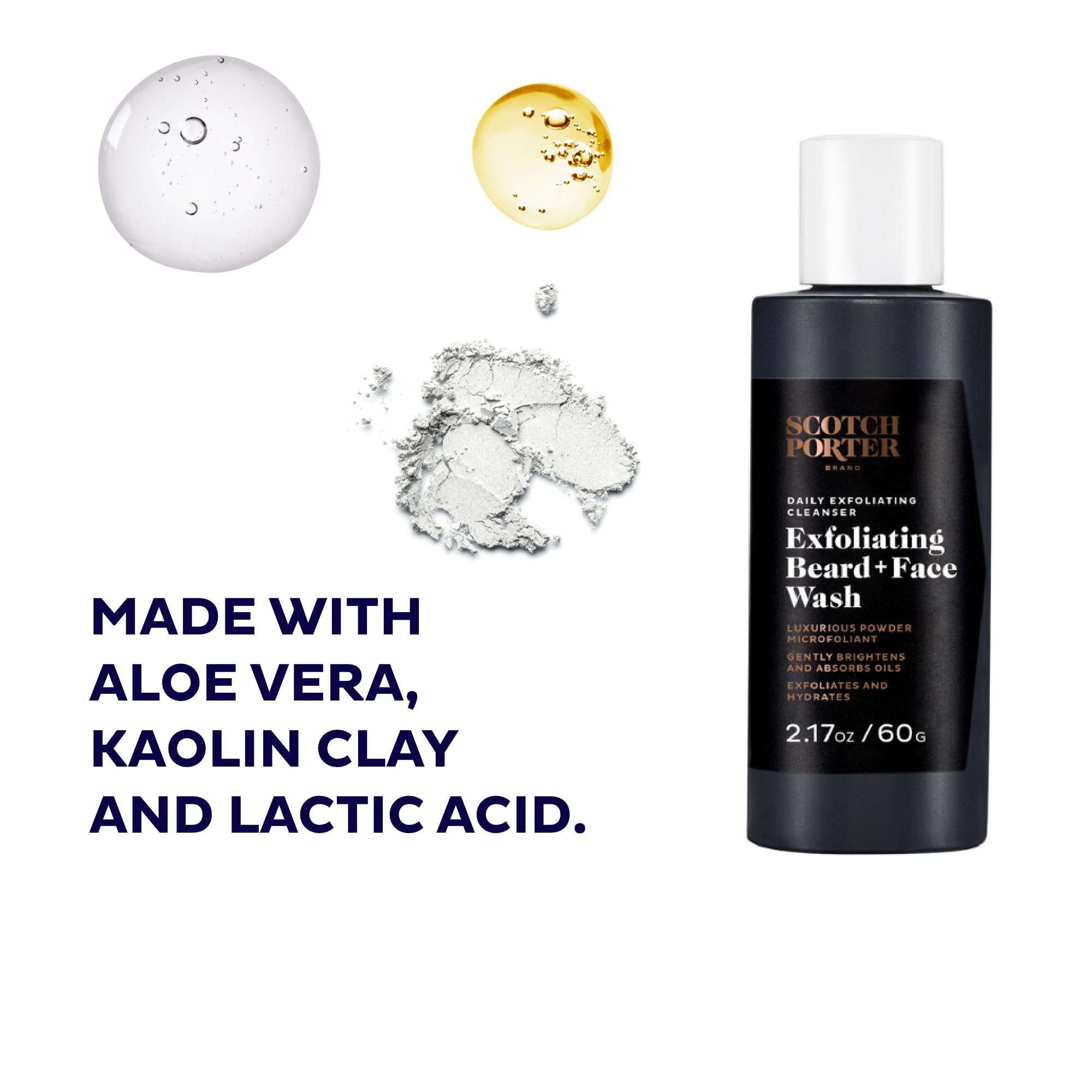 Scotch Porter exfoliating beard wash foam forming in hand for beard and face cleansing.