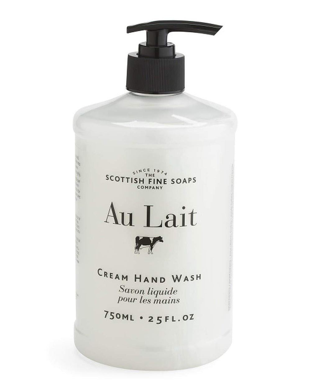 Scottish Fine Soaps Au Lait Cream Hand Wash bottle with pump for gentle cleansing and everyday moisturization.