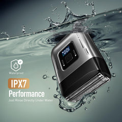 Scrorui cordless foil shaver side profile highlighting compact travel friendly silhouette for easy storage