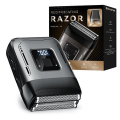 Scrorui foil shaver close-up showing high-speed double floating blades for smooth daily shaving
