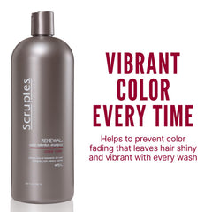 Scruples Color Renewal Gentle Shampoo bottle top highlights premium formula that protects color in daily use.
