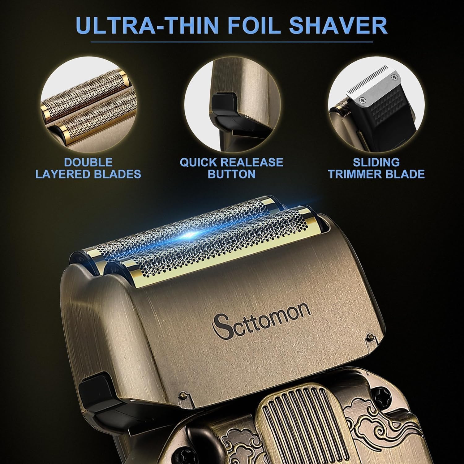 Scttomon beard trimmer with precision dial for exact length