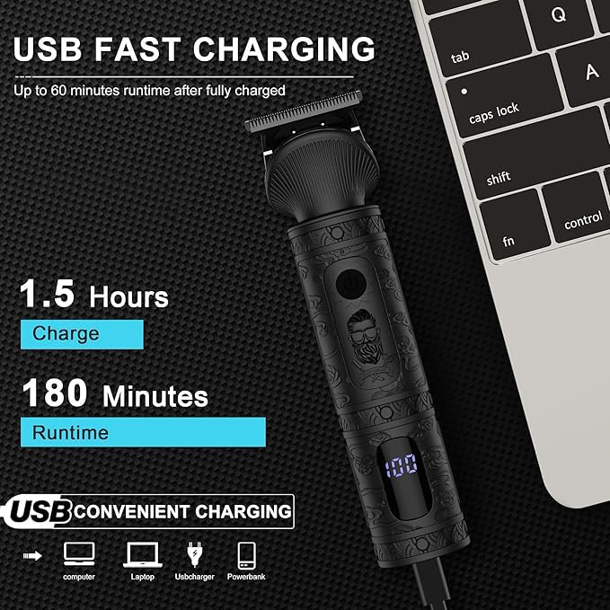 Scttomon LED display shows battery status for convenient cordless grooming.