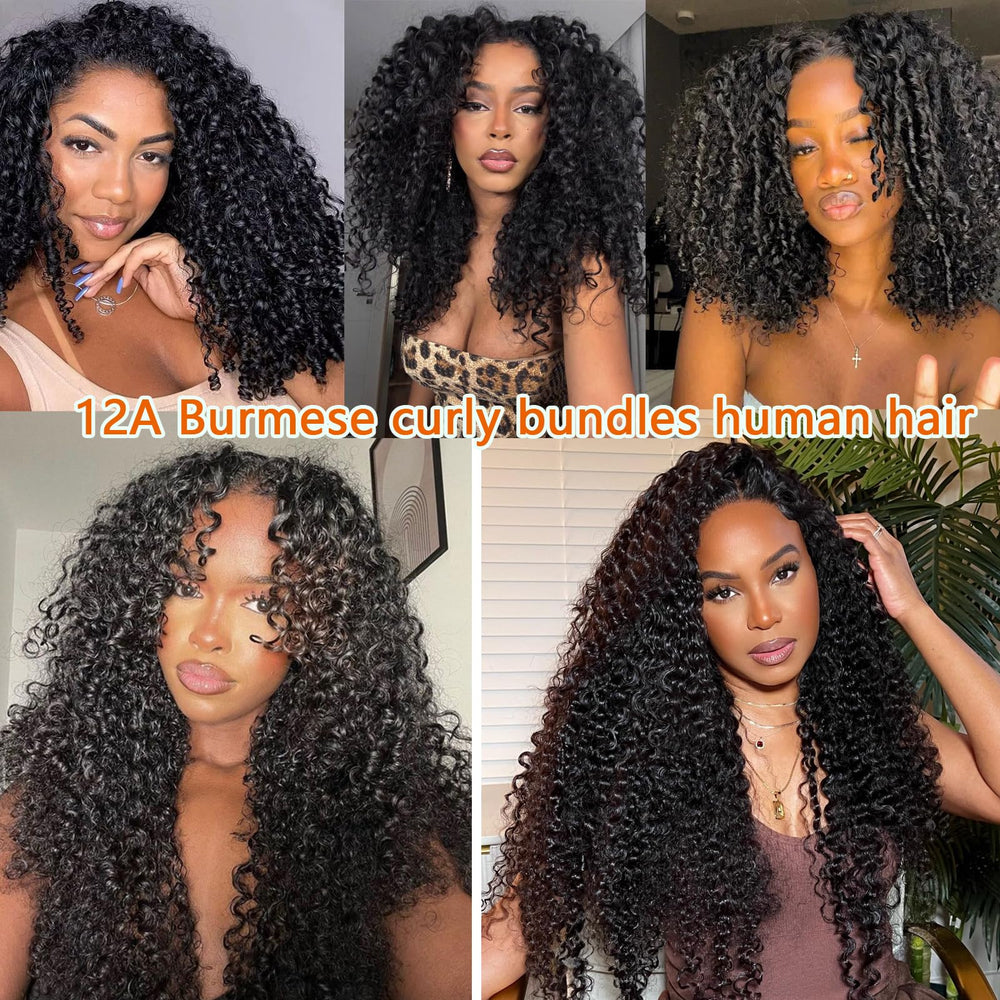 Sdferlin Burmese curly bundles full-look portrait shows voluminous style