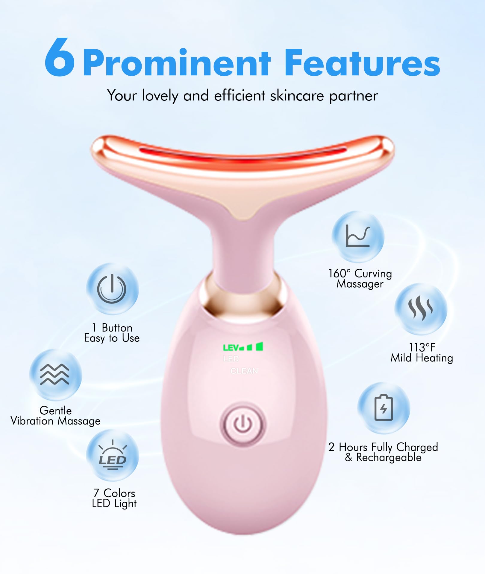 SDKWDH face-neck massager 7color therapy mode for personalized skin-care sessions.