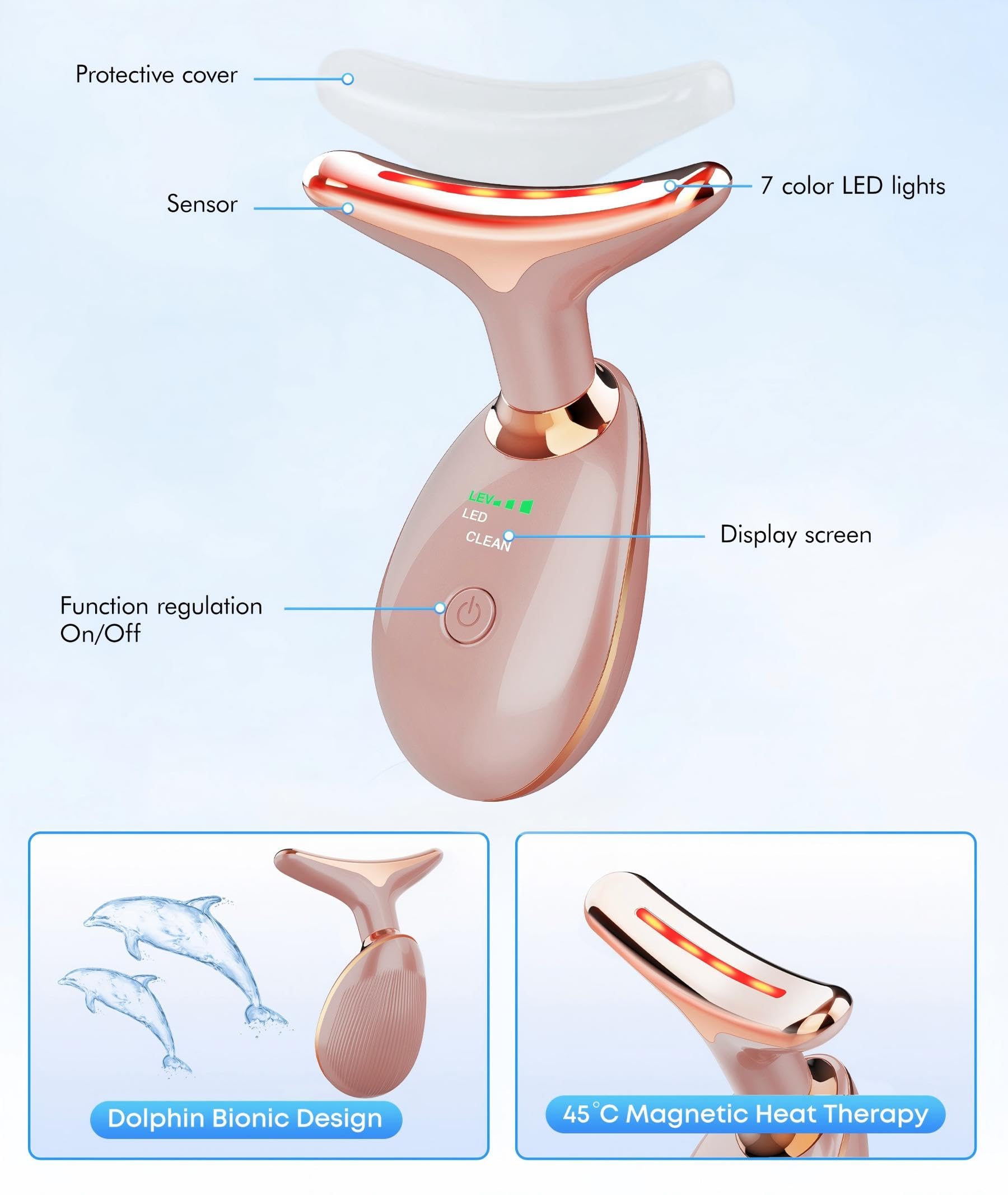 SDKWDH rose gold finish close-up highlighting stylish skincare tool